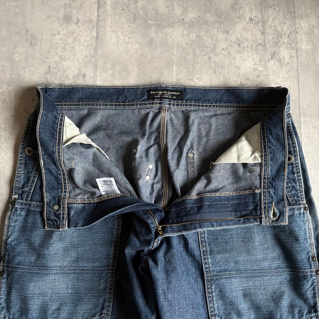 90s polo jeans】バギーデニムパンツ ダブルニー 極太 y2k - メルカリ