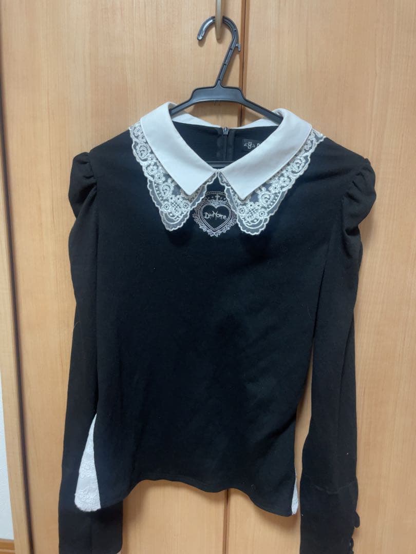 Dim Moire おすましレース襟トップス Black&White - メルカリ