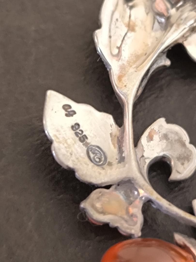 碌山 ROKUZAN ロクザン メノウ ケシパール 925 シルバー ブローチ