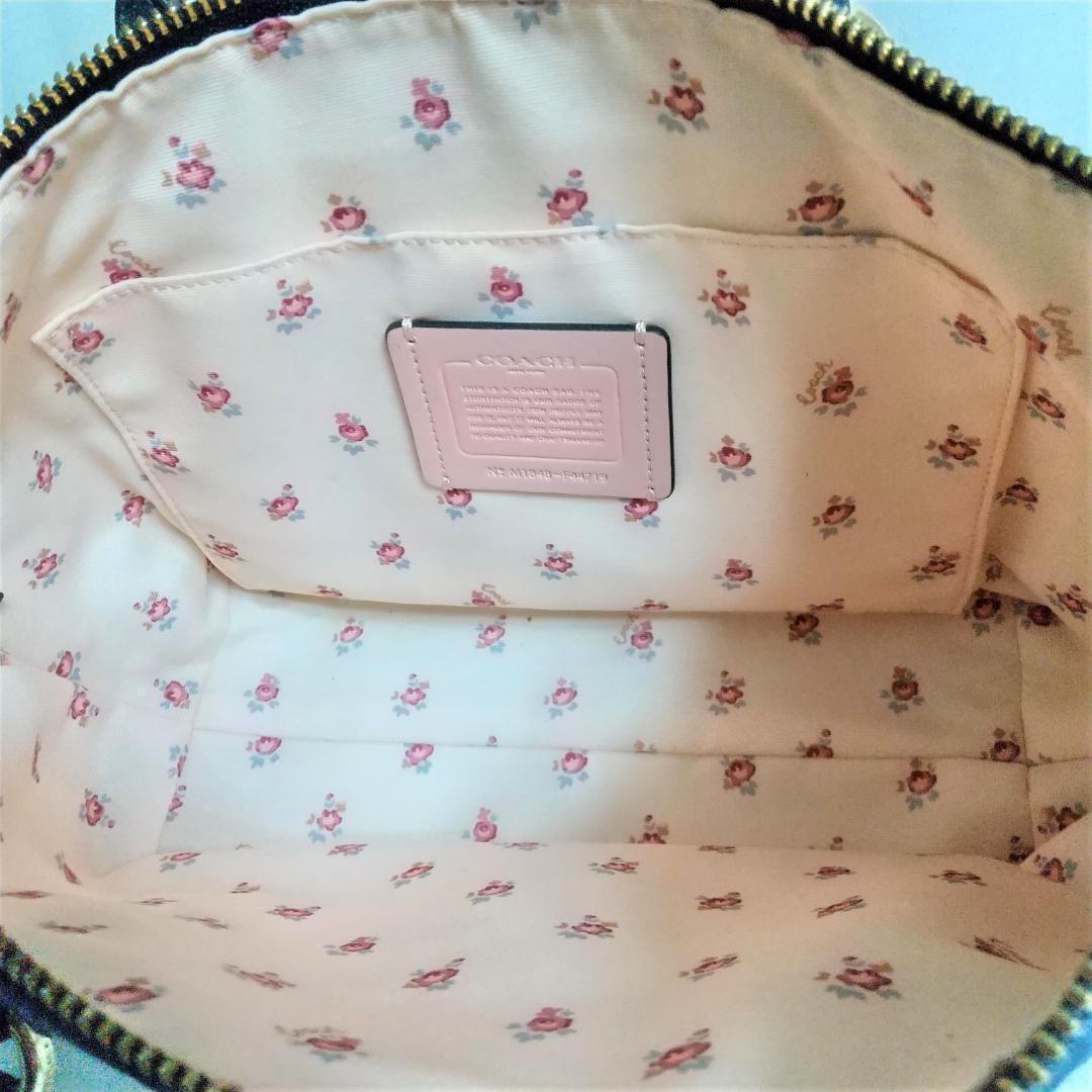 美品 コーチ ショルダーバッグ 2WAY ミニ エマ サッチェル デニム 花柄