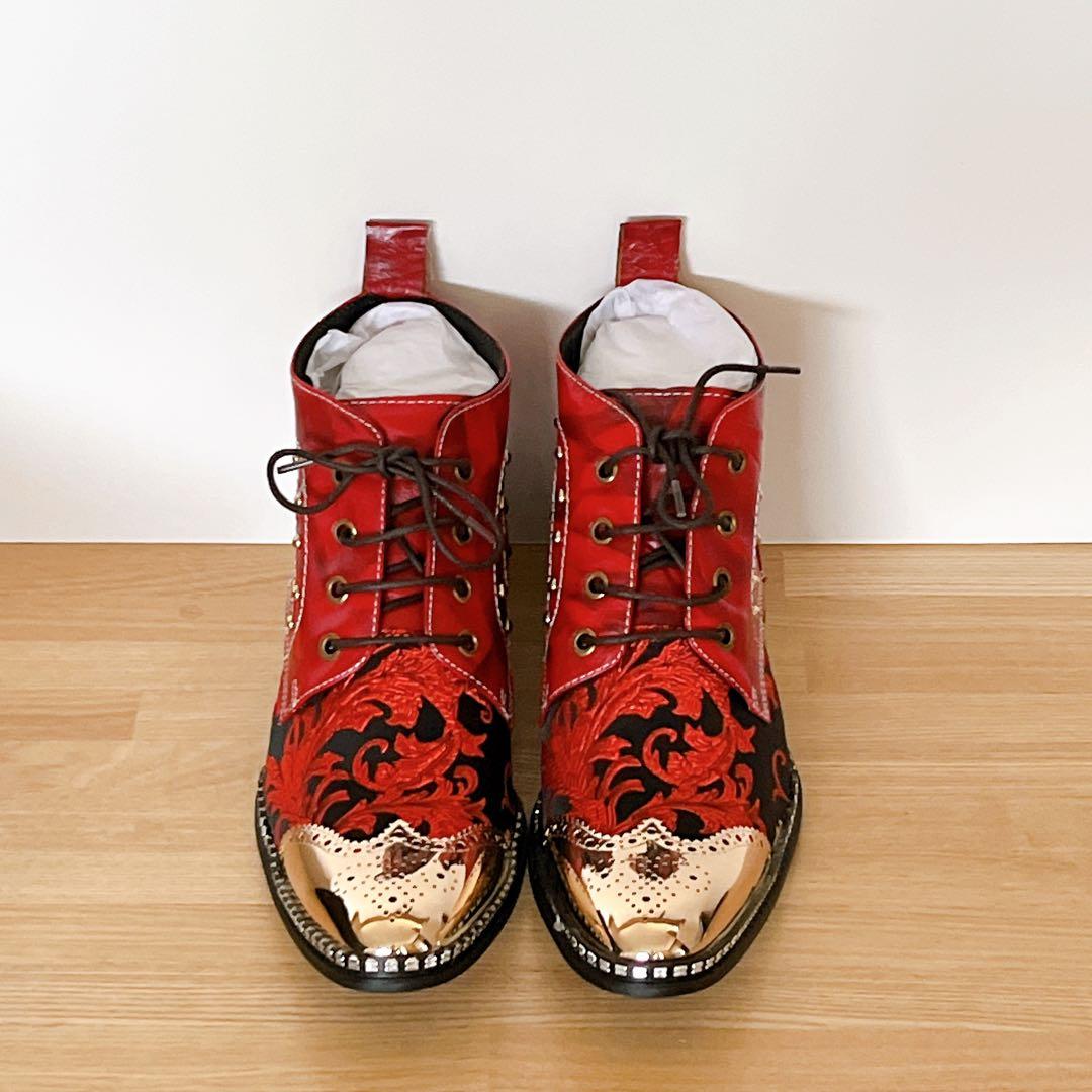 Rui Landedメンズ アンクルブーツ メタルトゥ 刺繍付き 26.5cm