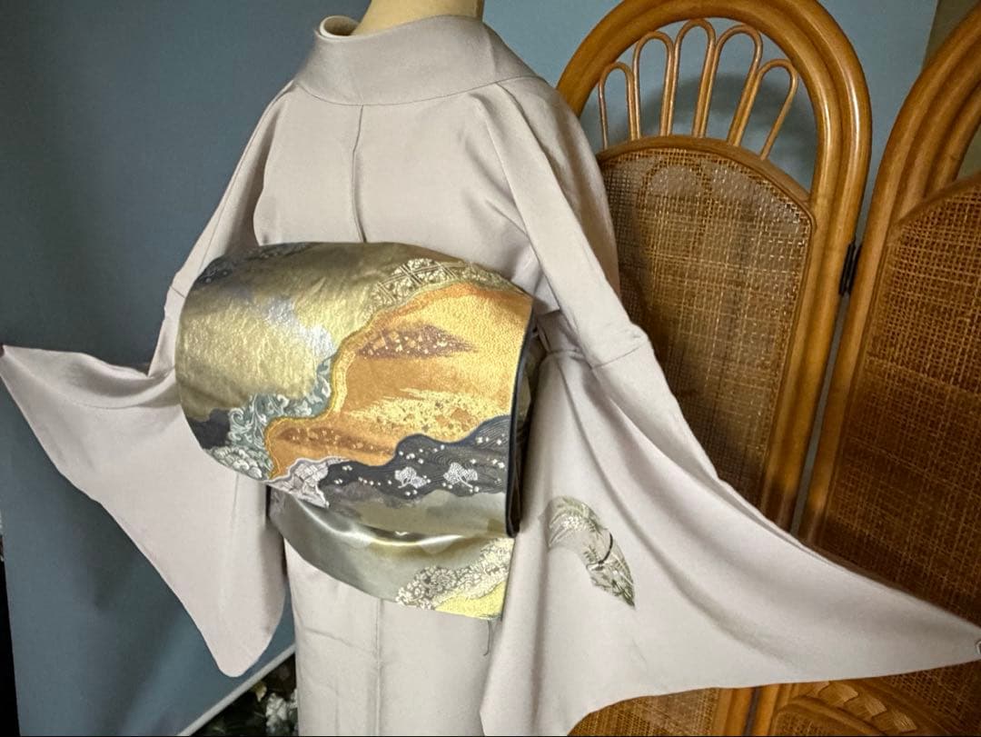 訪問着フルセット 総刺繍 扇面に藤の花