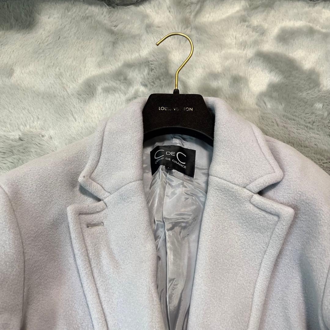 美品 クードシャンス ロージーベロアチェスターコート イタリア生地