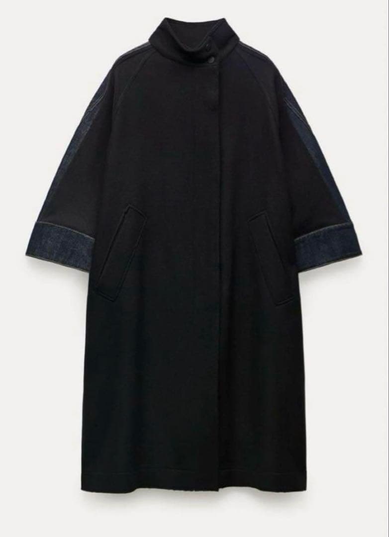 希少】ZARA ポンチョコート MANTECO デニム M ブラック - メルカリ