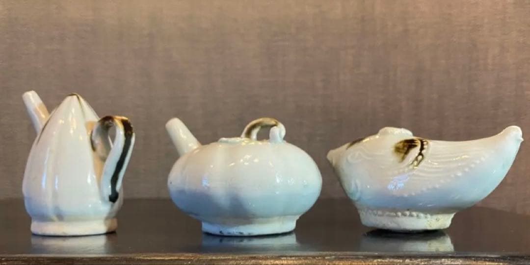 李朝 水滴 3点セット 鑑賞台付 1点 中国文物局蝋印付 ヴィンテージ