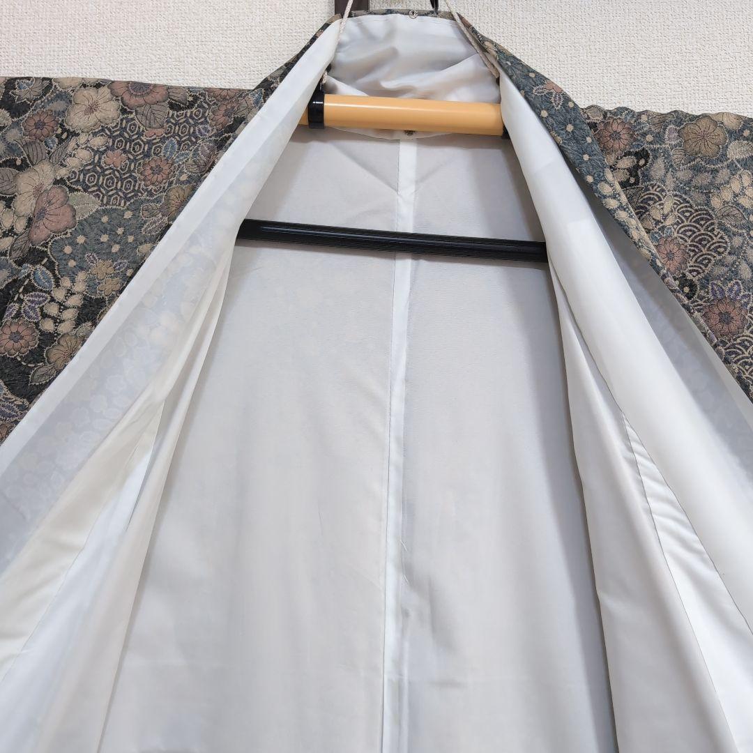 三花】美品 洗える着物 辻ヶ花 グレー 鼠 袷 リサイクル リユース