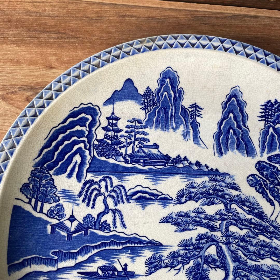 64）大皿 32㎝ 絵皿 盛皿 染付 山水 和食器 飾り皿 - メルカリ