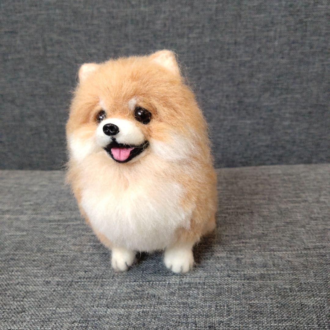 羊毛フェルト ポメラニアン 犬 ハンドメイド 置物 - メルカリ