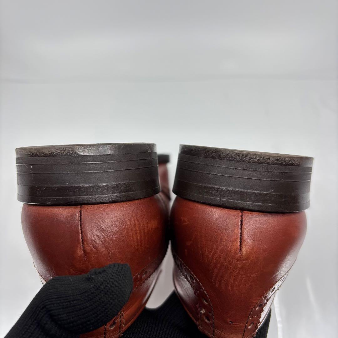 イヴサンローラン ウイングチップ メダリオン 25.5cm 革靴 ブラウン 本革