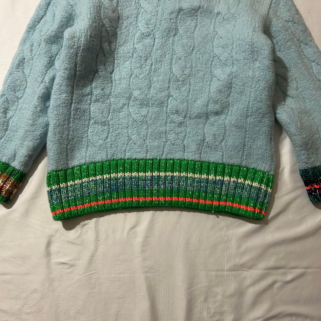 完売品 Lacoste デコラティブリブニットチルデンセーター ウール ロゴ