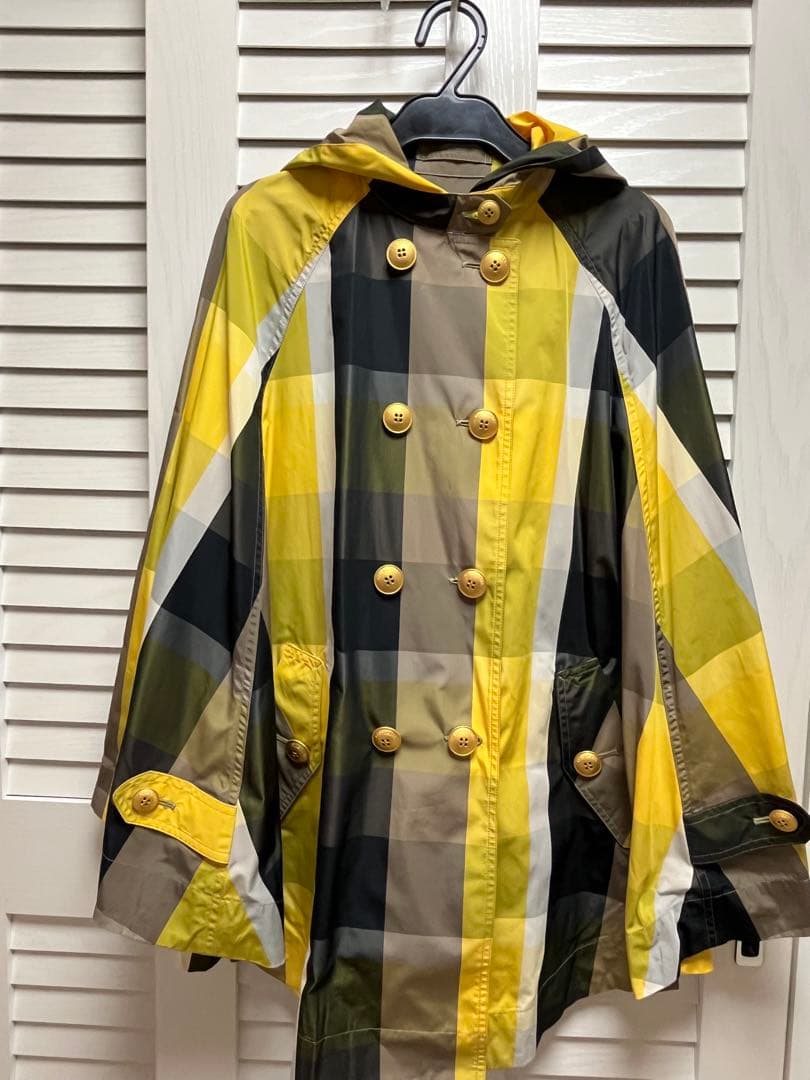 ブルーレーベル　未使用チェック柄フード付きレインポンチョ　38号 Lace Ladies（レースレディース） 薄型 軽量 自転車 レインコート