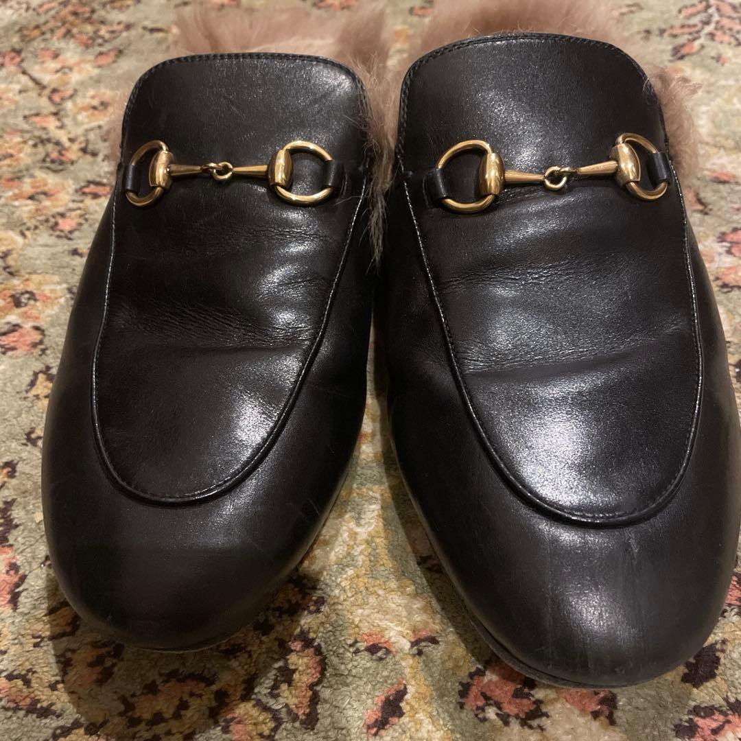 gucci プリンスタウン ファー スリッパ グッチ ミュール ホースビット