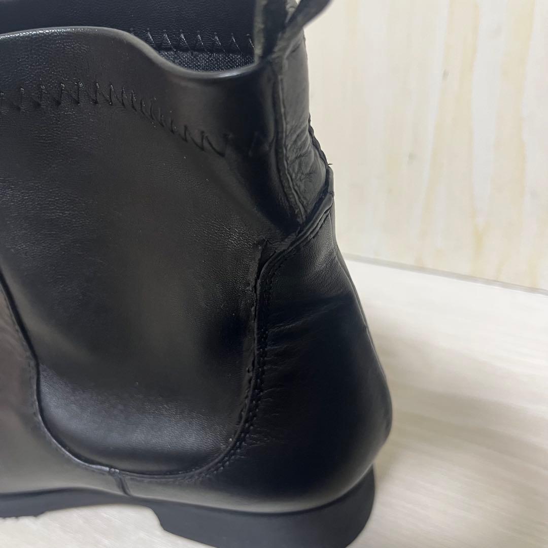 本革　FabioRusconi 24.5cm ストレッチショートブーツ ブラック