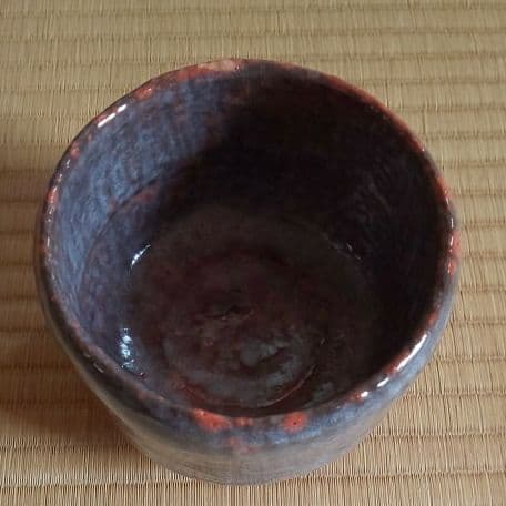 A 127 赤楽窯変茶碗 ・ 佐々木輝男造（共箱付き）