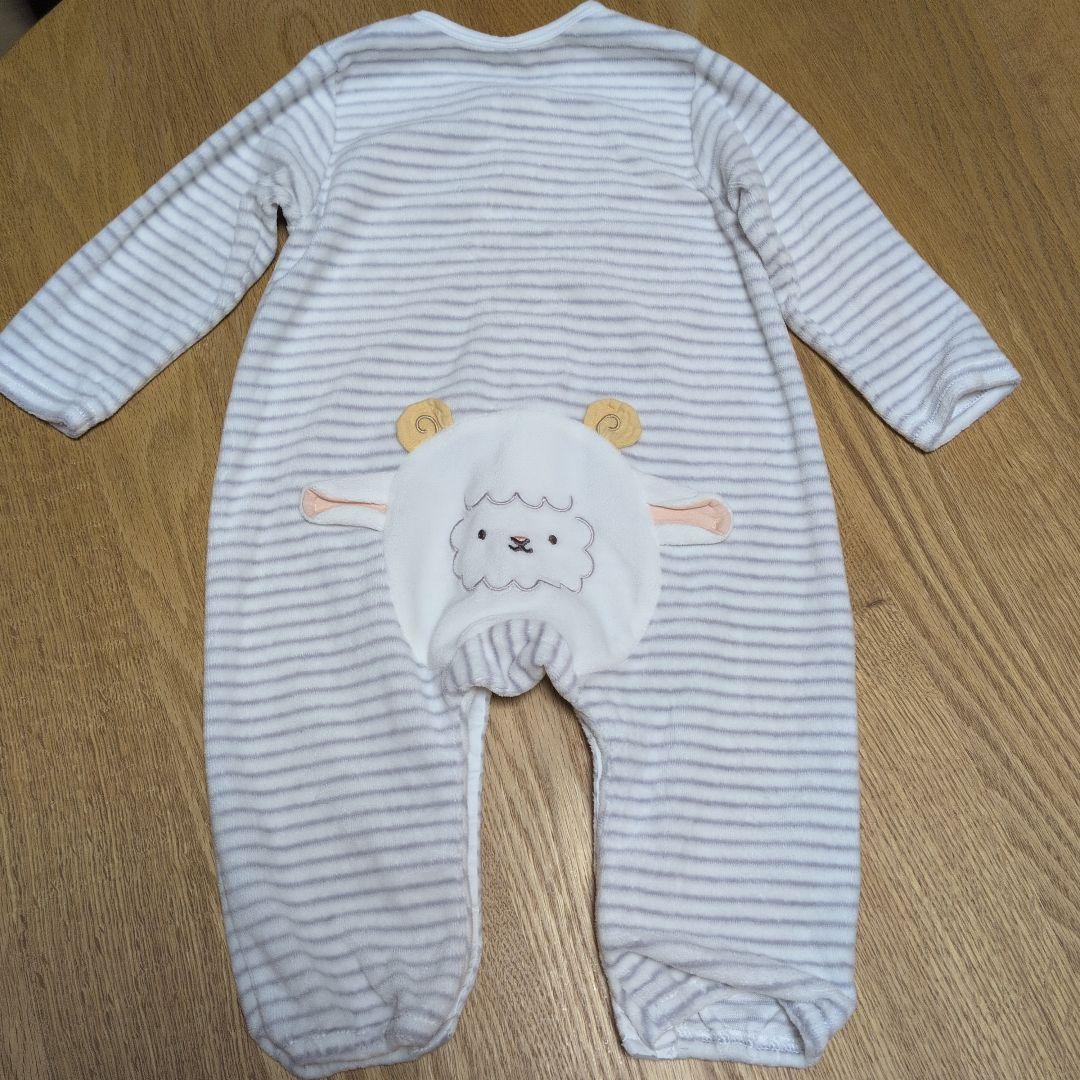 未使用】羊デザイン ストライプロンパース 80 - メルカリ