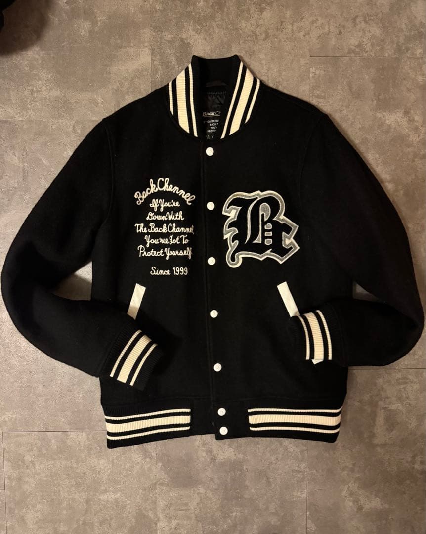 BackChannel スタジャン 黒 Backchannel（バックチャンネル）待望のレザースタジアムジャケット