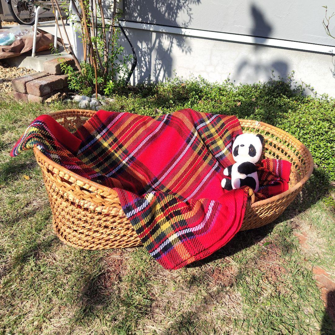 アンティーク ベビーバスケット 昭和レトロ 日本製 ラタン 籐 かご