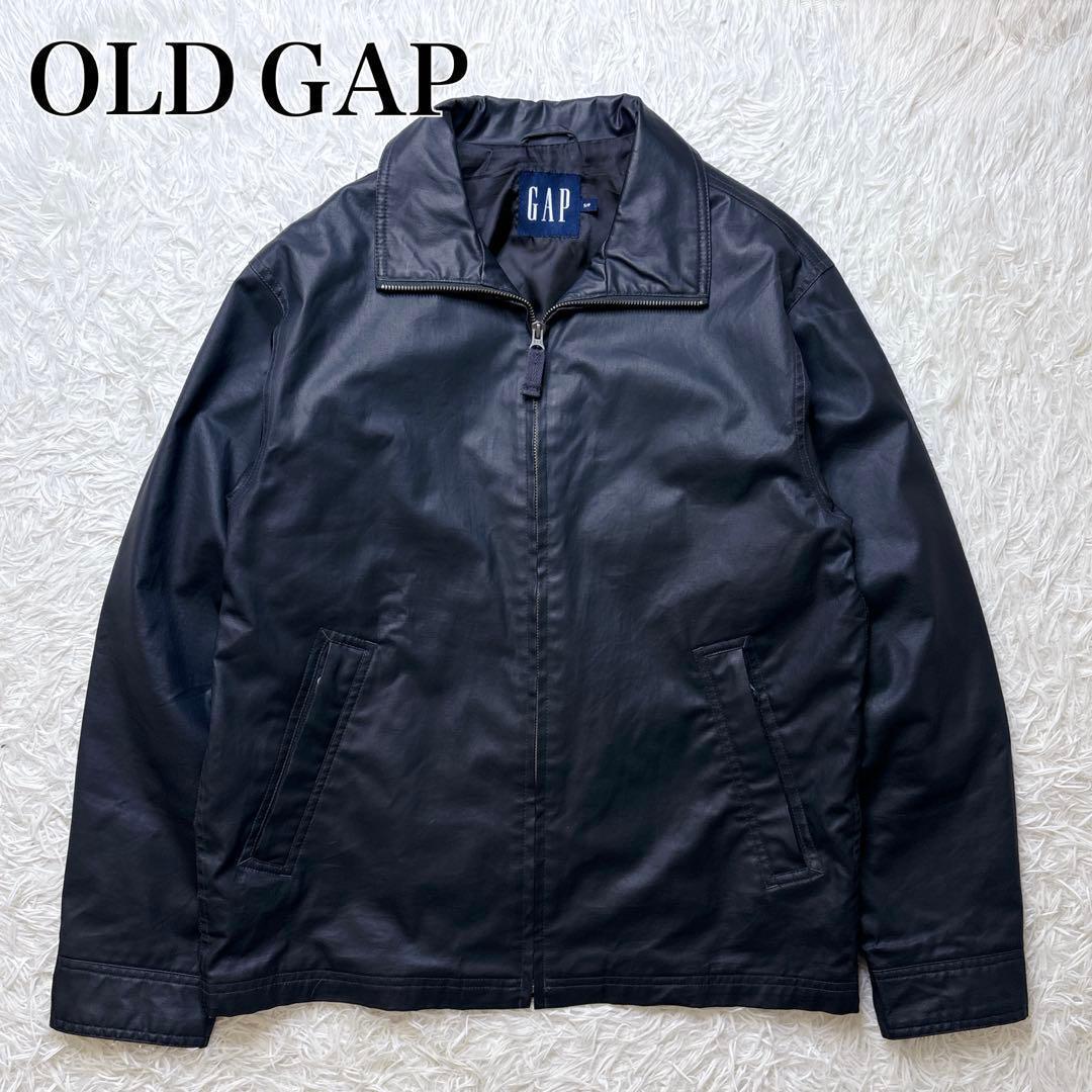 OLD GAP 00s フェイクレザー ブルゾン 黒 コーティングコットン PU