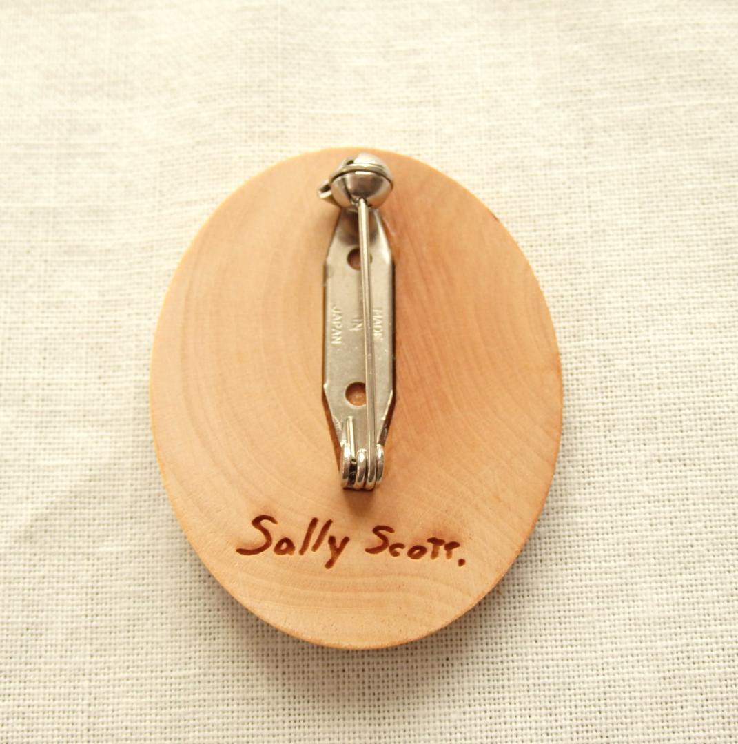 希少 サリースコットSally Scott 木製ブローチ 鳥デザイン