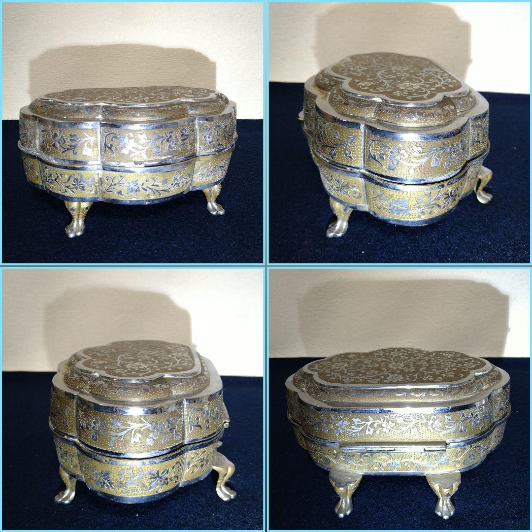 ふくちゃん様専用A967 インド銀製品 彫金 オルゴール稼働 宝石箱 小物