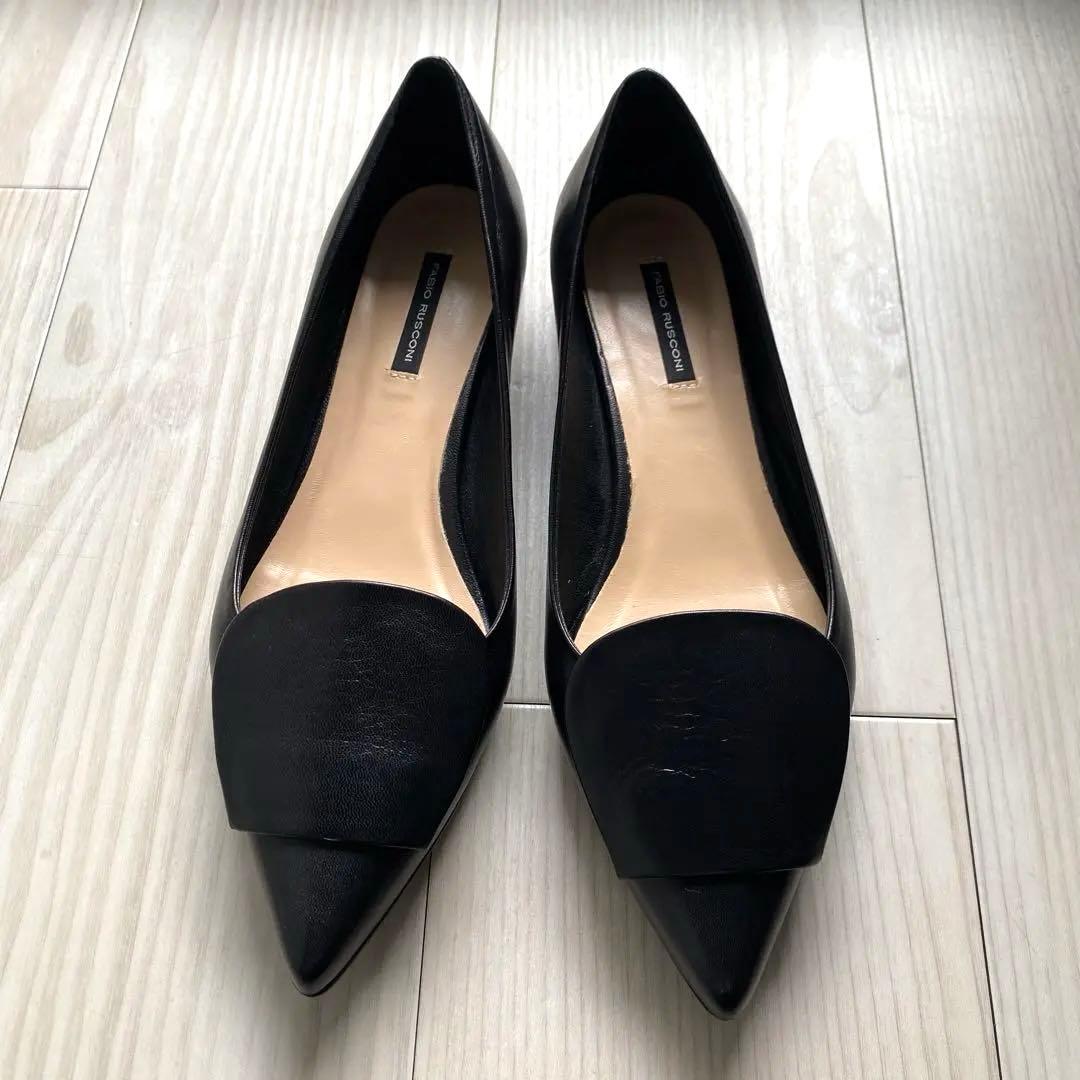 極美品ファビオルスコーニ ポインテッドトゥ フラットパンプス 24.5cm