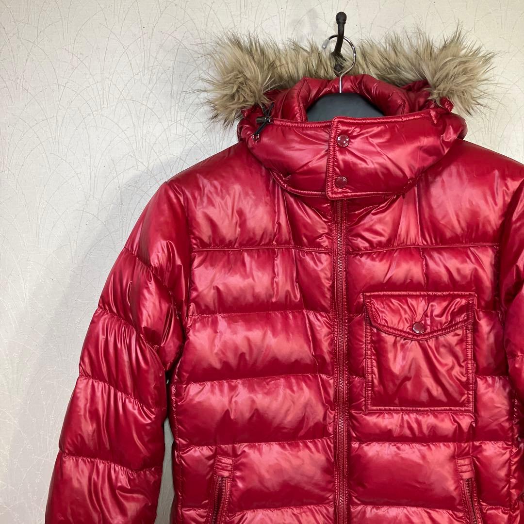 OLD UNIQLO ダウンジャケット ファーフード 艶レッド プレミアム