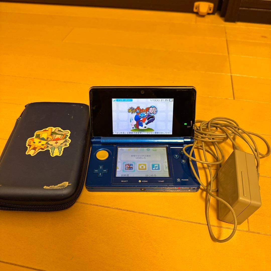 ニンテンドー3DS 青 充電器付き＆妖怪ウォッチ真打ソフト付き