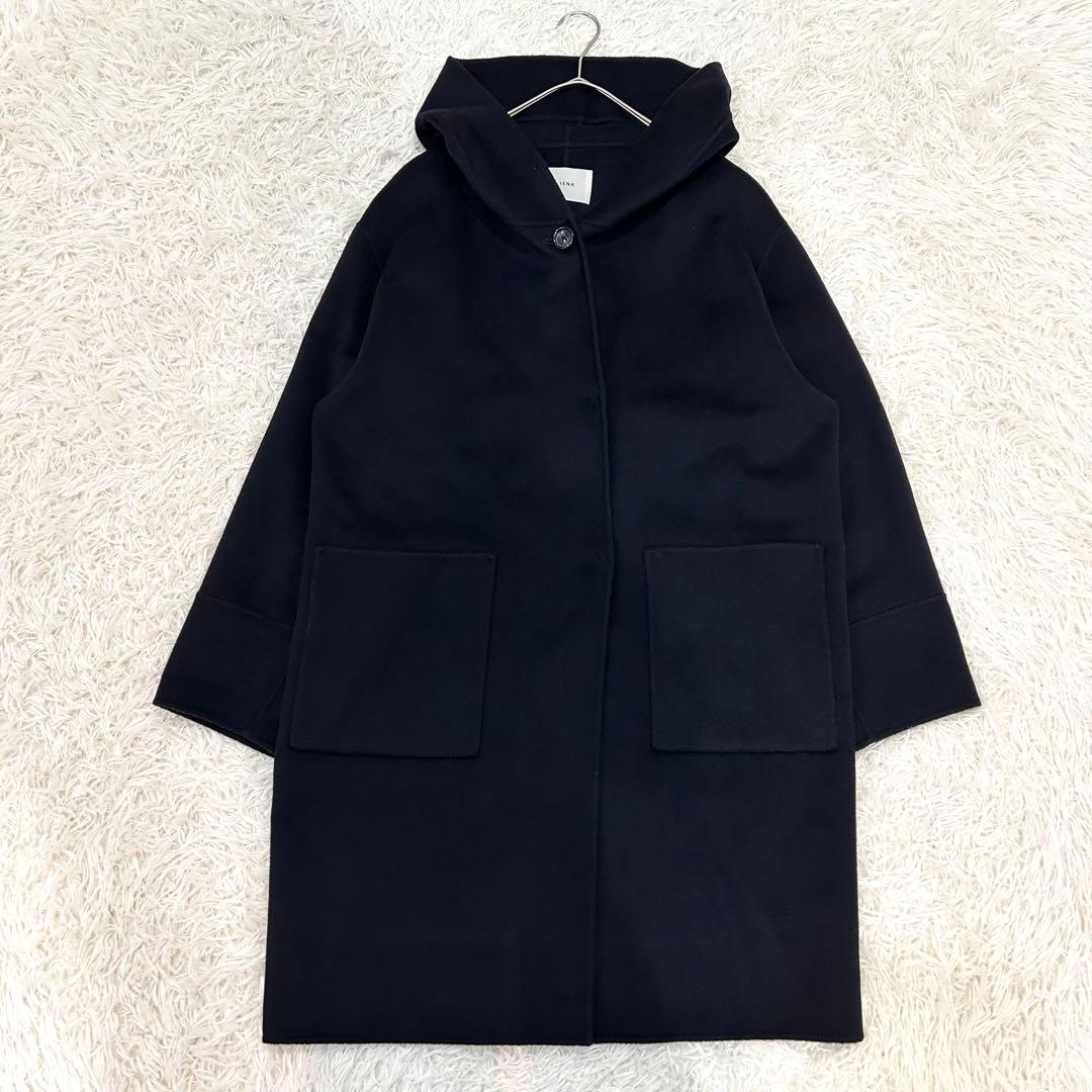 美品 イエナ IENA スーパー160 ダブルフェイスフードコート ネイビー