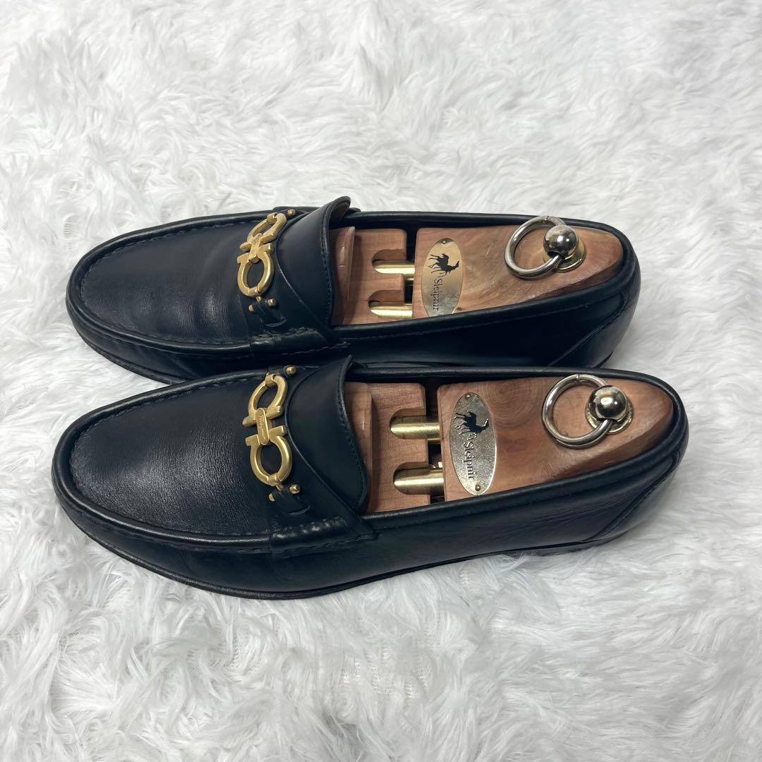 【美品】 フェラガモ ガンチーニ ビットローファー 25.5cm ゴールド 金