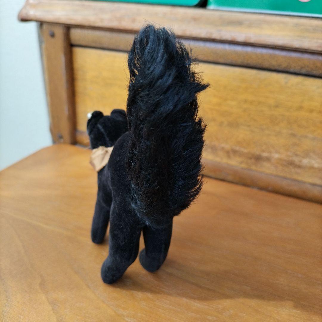 ビンテージ シュタイフ トム キャット 黒猫 別珍製 高さ10cm ③