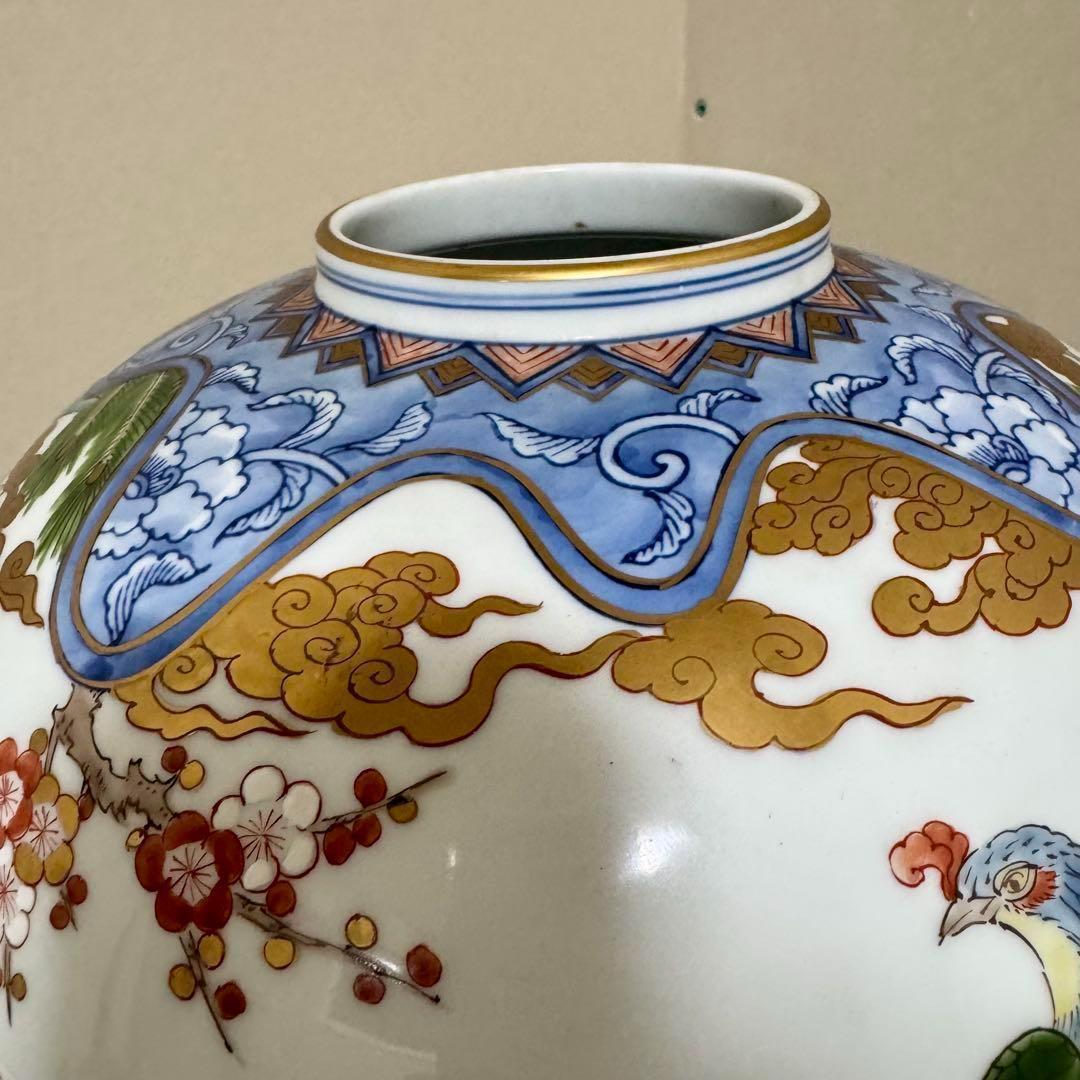 163 高級 伊万里焼 弥左ヱ門 花器 フラワーベース有田焼 花瓶 豪華