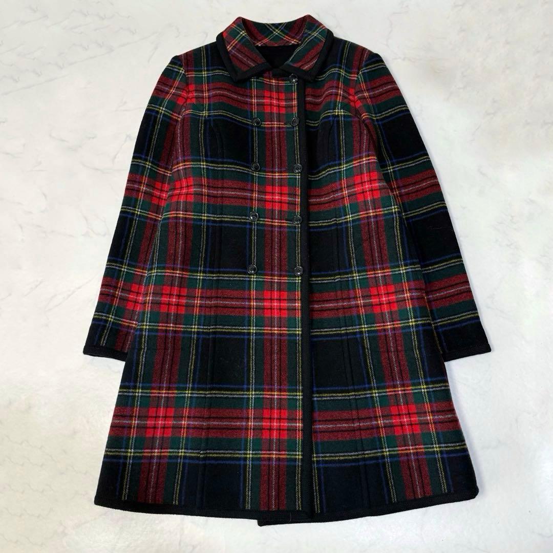 ヨークランド Yorkland チェック柄 ウール ヴィンテージ 赤 緑 ヨークランド YORKLAND ウール リバーシブルコート 英国タータン