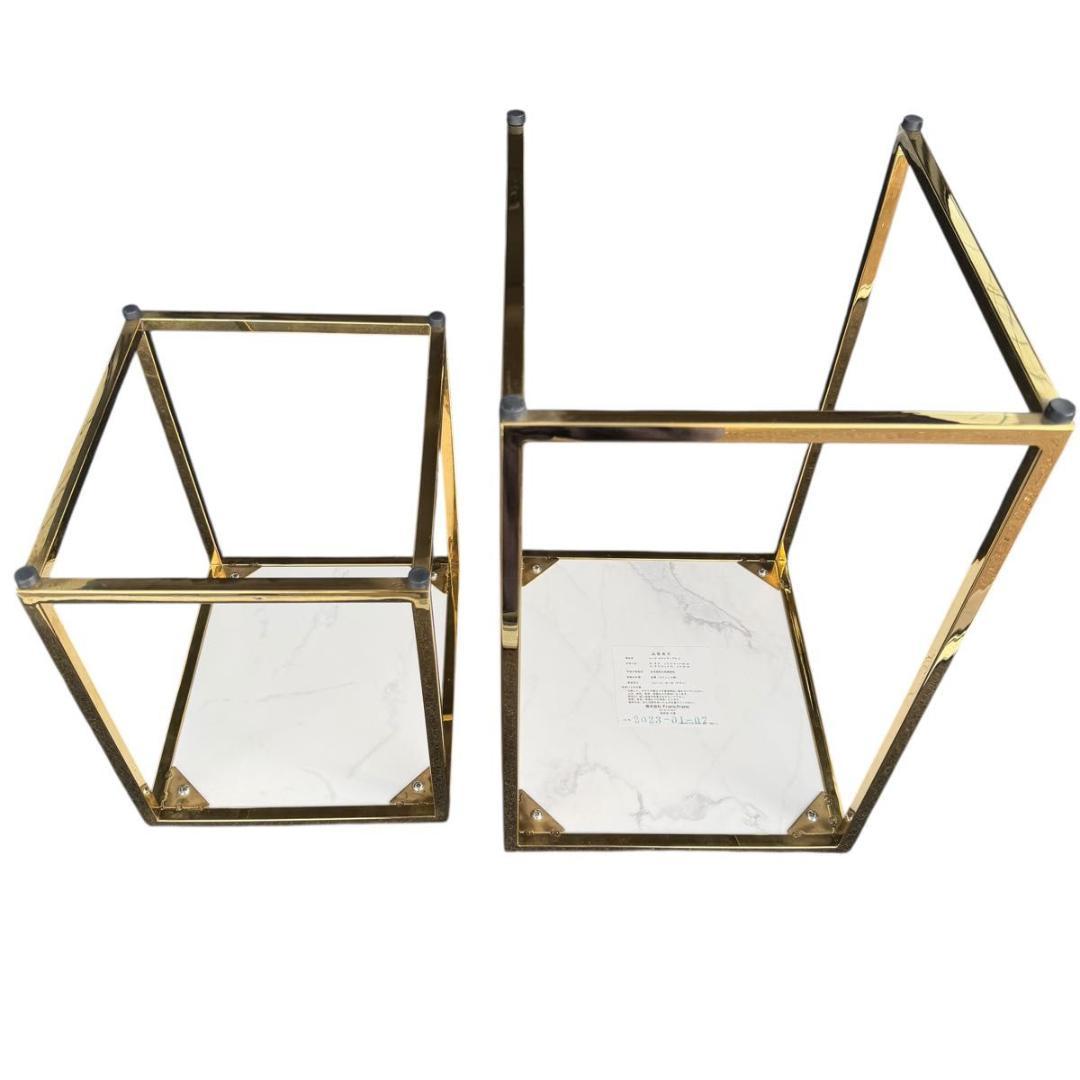 Francfranc レーヌ ネストテーブル2 マーブル×ゴールド 1118-1 家具
