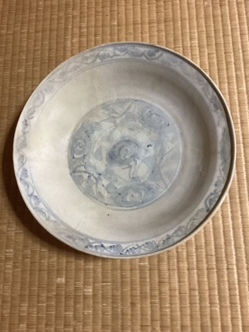 骨董古美術鉄絵花文大皿 古陶器 タイ スコータイ時代 カロン窯