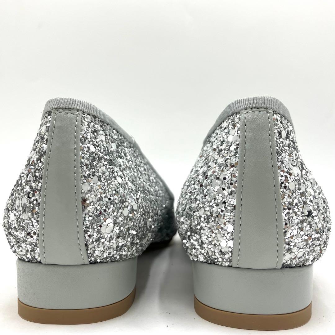 ダイアナ　フラット　パンプス　23.5cm 結婚式　グリッター　ラメ　リボン