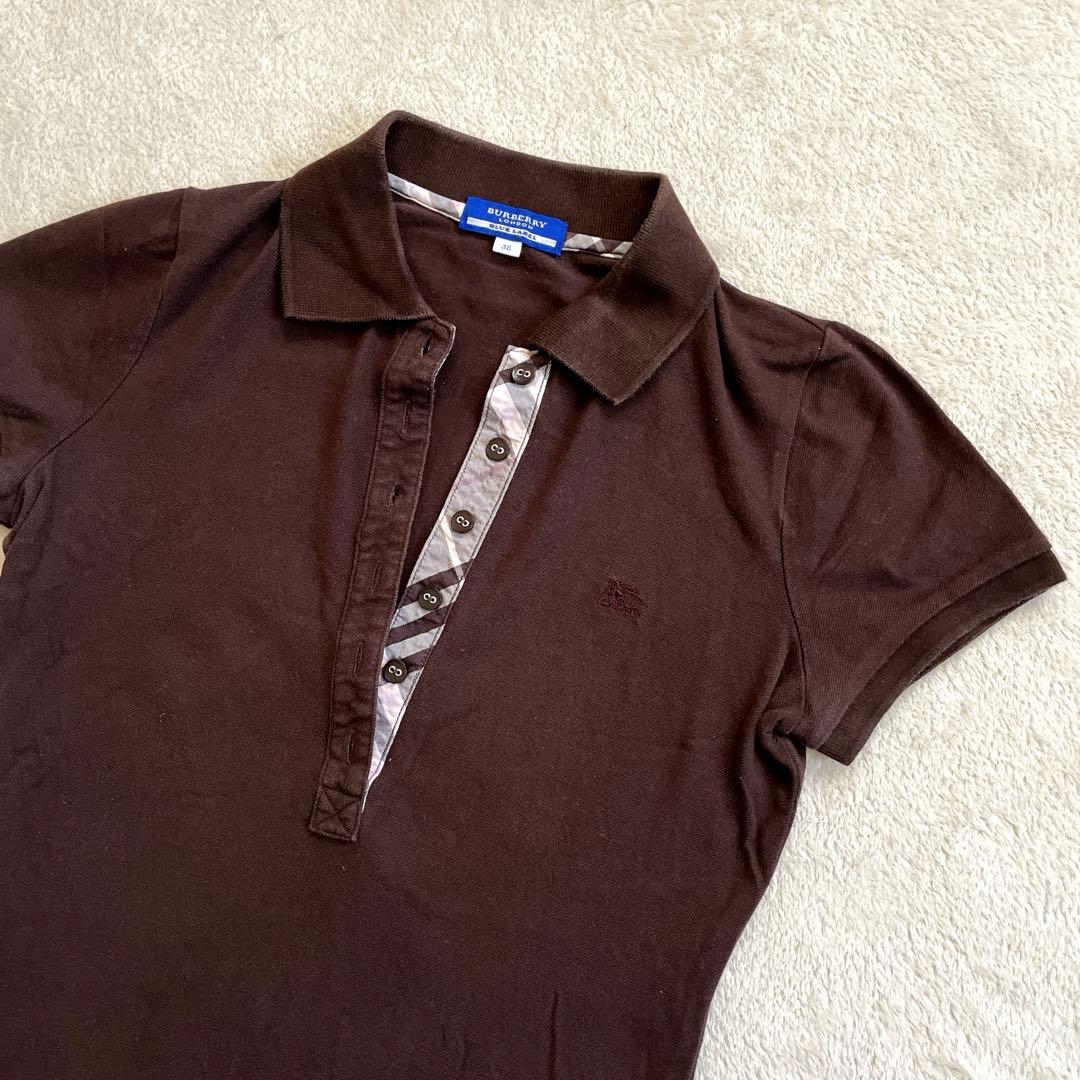 バーバリーブルーレーベル ポロシャツ ホースロゴ刺繍 ノバチェック
