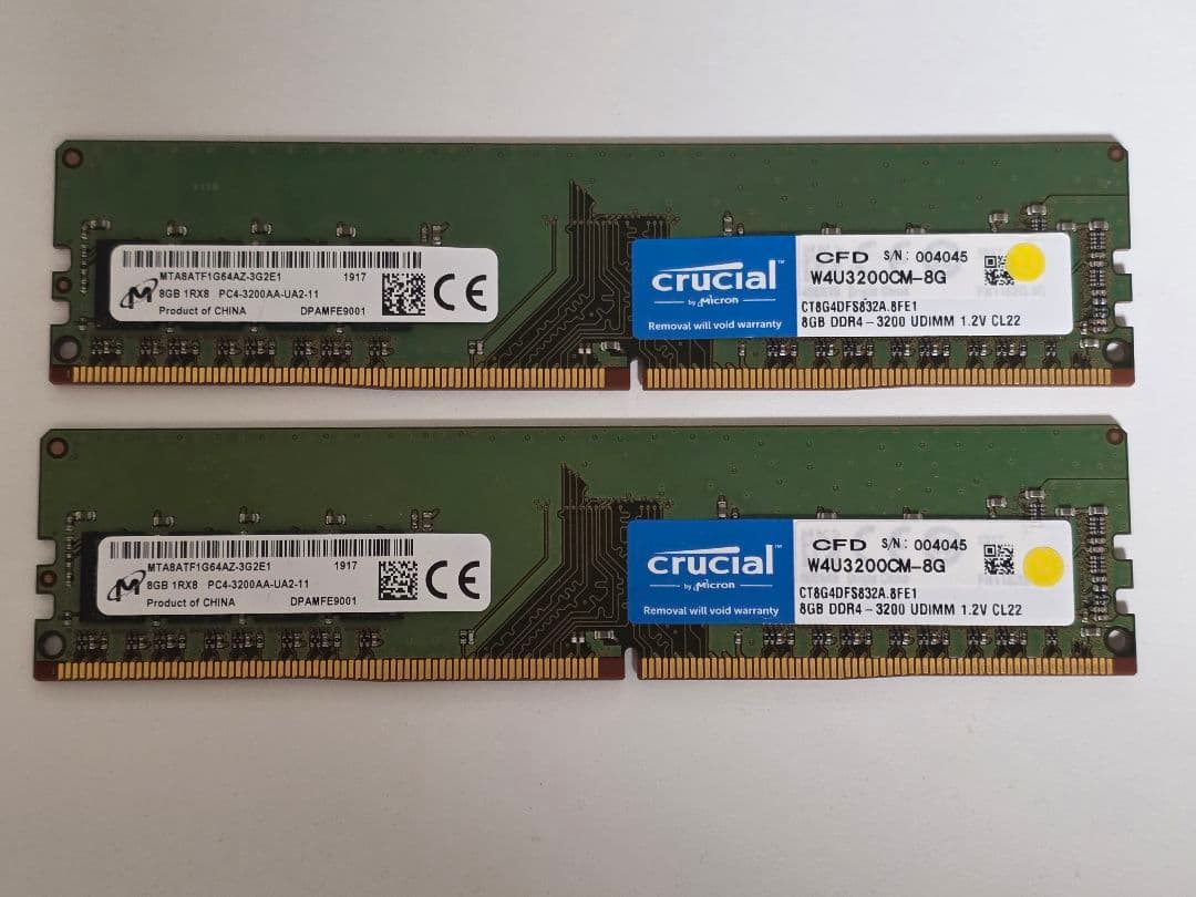 crucial DDR4 メモリー 8GB×2 計16G 3200MHz Crucial 16GB Desktop DDR4 3200 MHz UDIMM Memory CT2K8G4DFRA32A