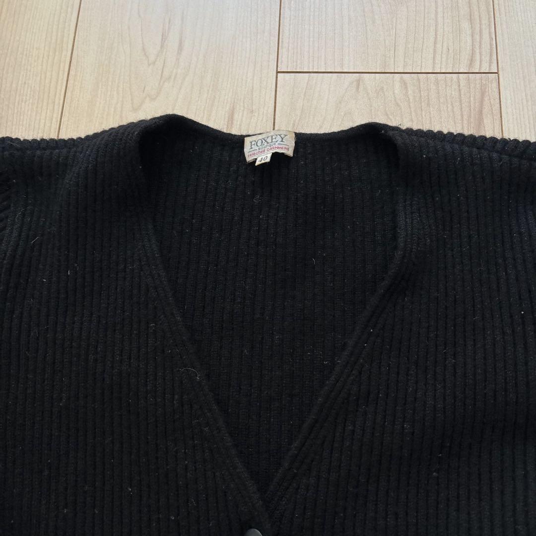 フォクシー カシミヤ100% リブ Vネックカーディガン 40 - メルカリ