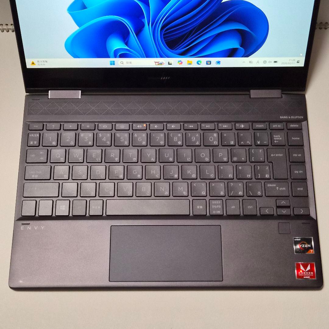 HP ENVY x360 13-ar（Ryzen 7/16/512GB）