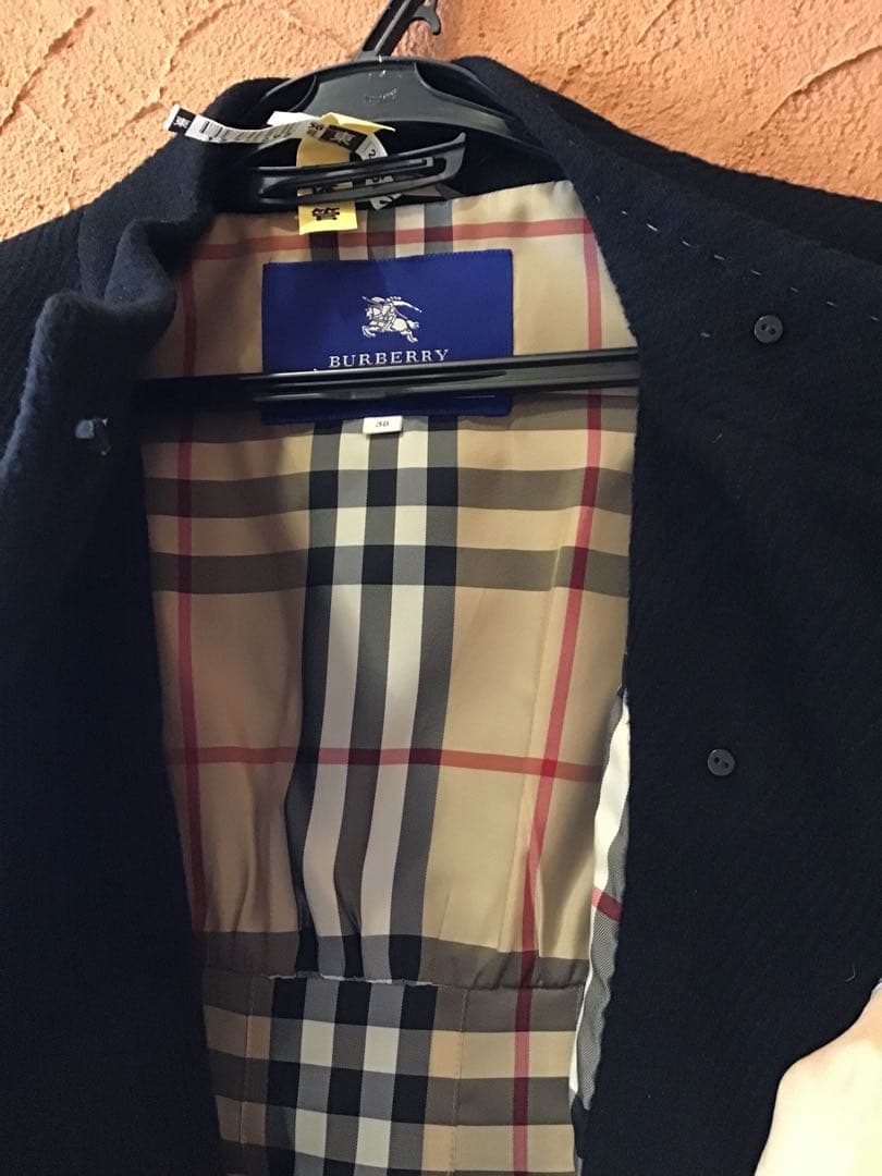 バーバリーブルーレーベル】美品アンゴラウールコート 黒 38 - メルカリ
