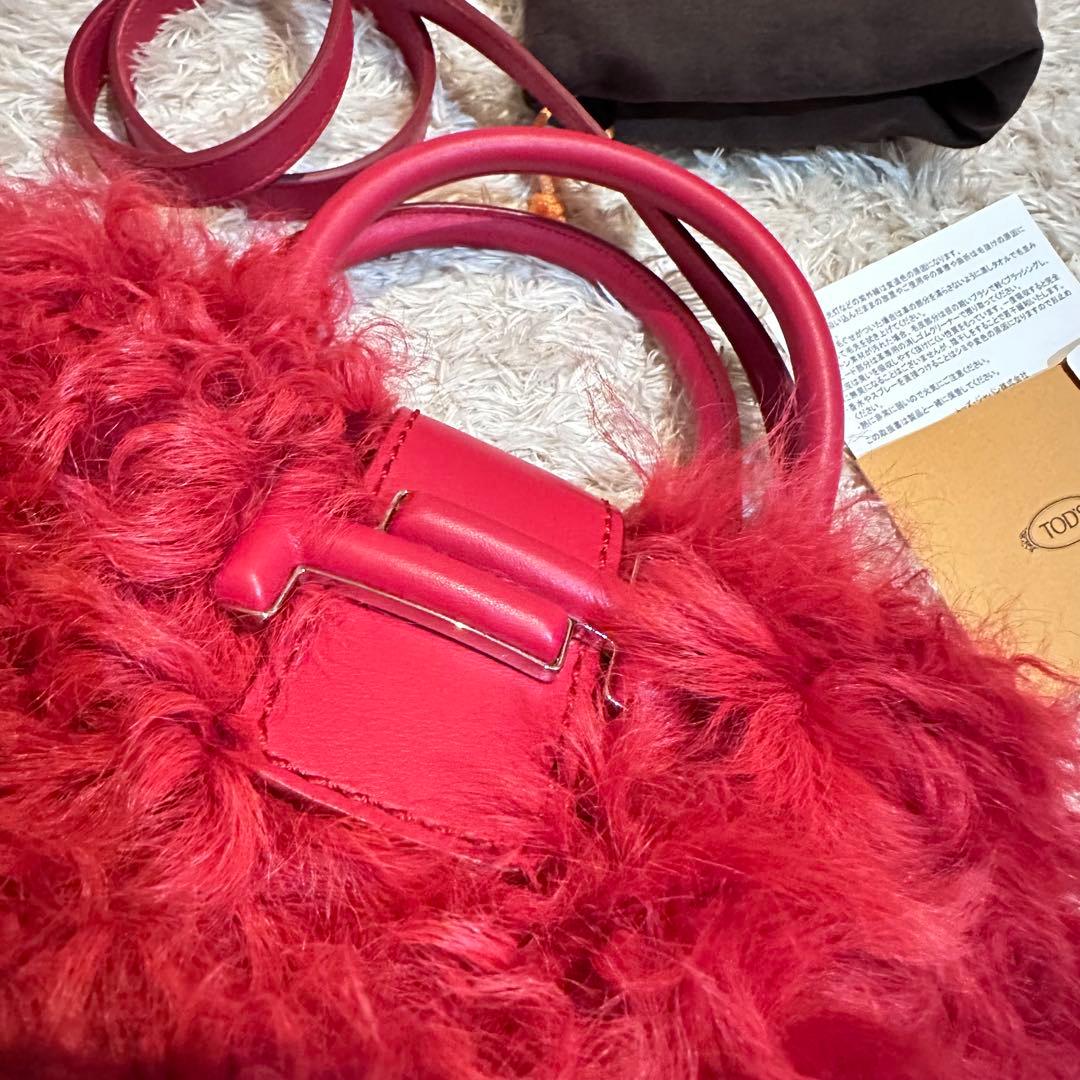 ココ様専用⭐︎TOD'sダブルTラムファー2way赤ショルダーバッグ - メルカリ