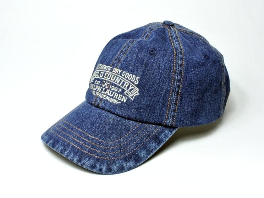 新品【ポロ カントリー】90年代復刻・刺繍デニムベースボールキャップ・本藍染め 新品【ポロ カントリー】90年代復刻・刺繍デニムベースボールキャップ