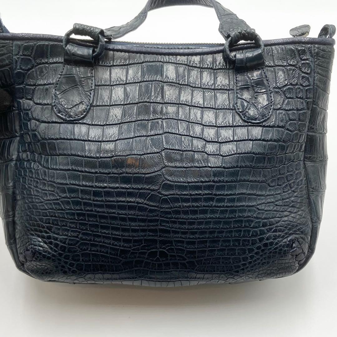 極美品 IBIZA イビサ 2way クロコダイル マット レザ ネイビー