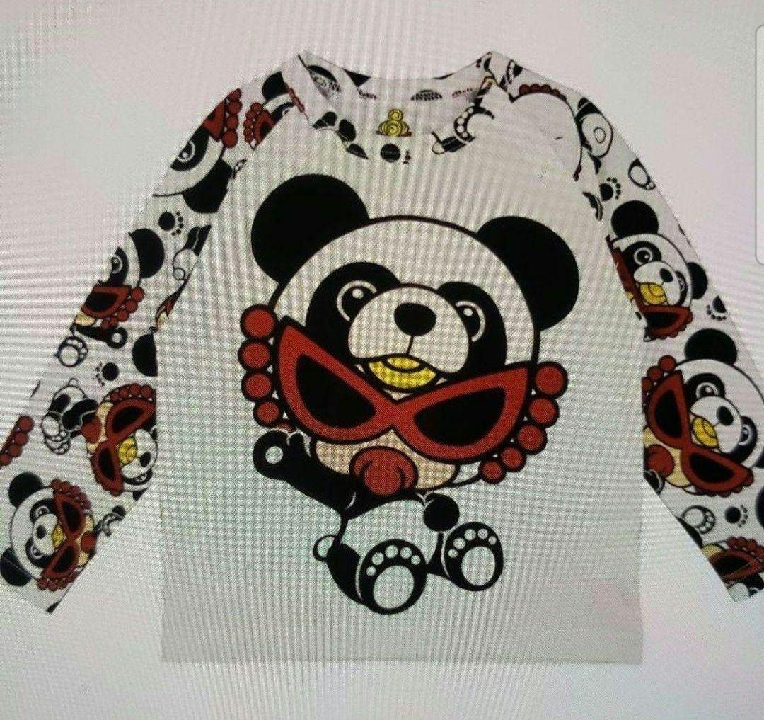 ヒステリックミニ パンダ ラグランロングシャツ 80 ホワイト ヒスミニ