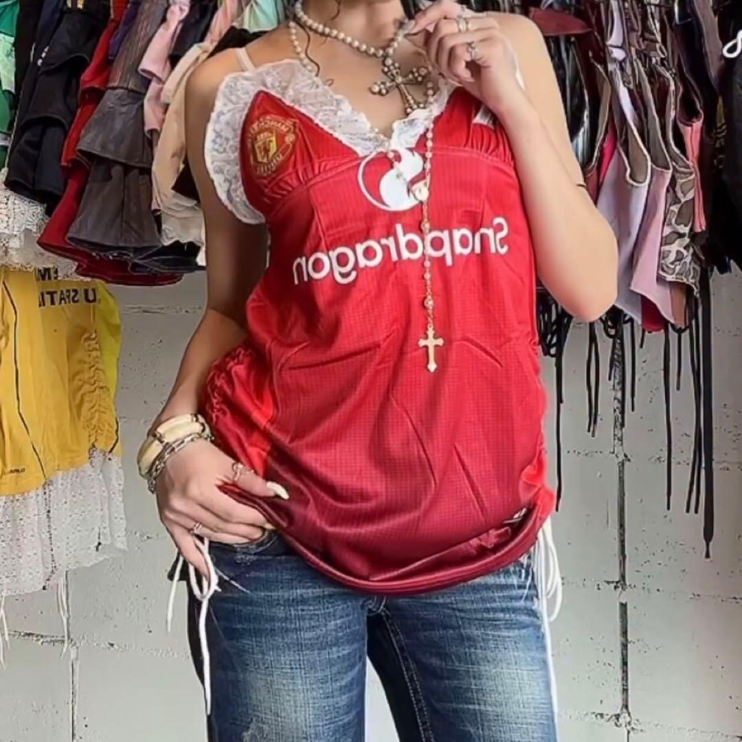 平成ギャル y2k リメイク古着 レース キャミワンピ ユニフォーム