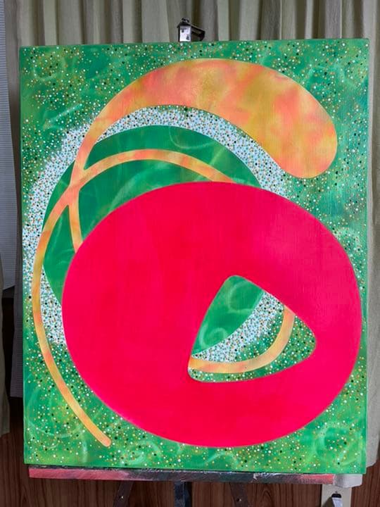 油絵 現代アート 赤&緑Ⅱ 作者あんどうまさひろ 油彩画