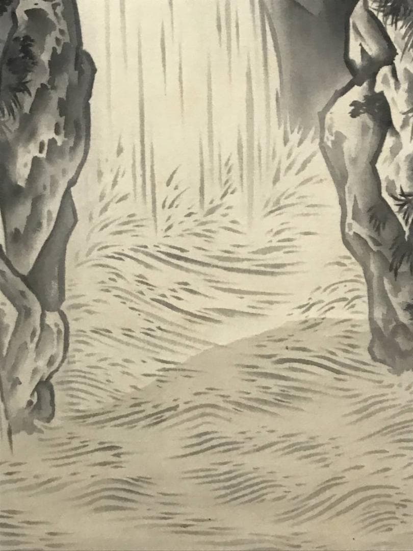 真作】扶岳/滝図/掛軸/名家伝来/AB-790