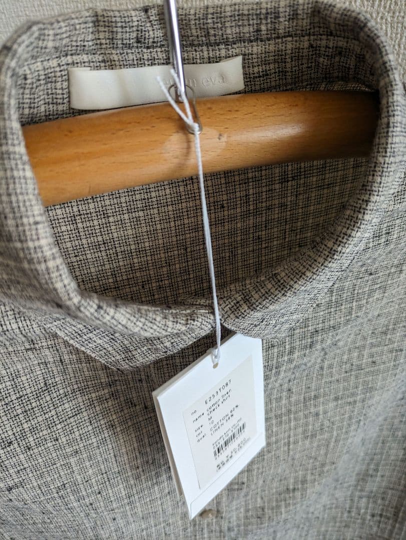 2025年 evam evaコットンリネン チェックシャツ 30,