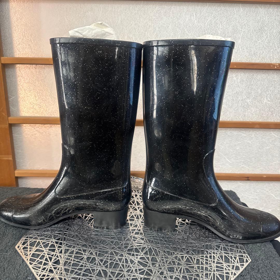 正規品】希少 ラメ CHANEL 長靴 ブラック カメリア シャネル 38