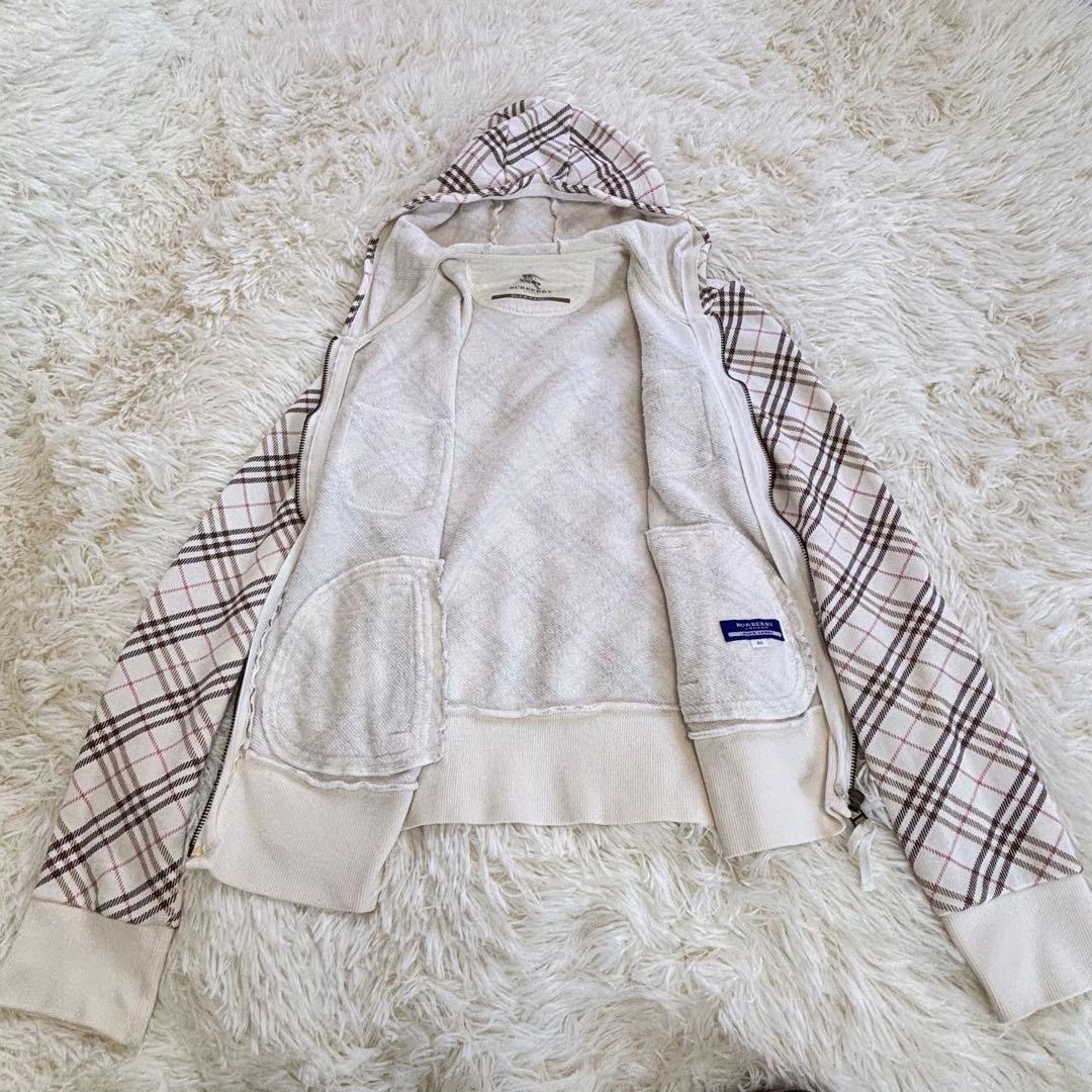 バーバリーブルーレーベル 38 ジップパーカーノバチェックy2k 短丈